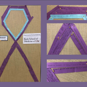 The Department of Family Medicine at USC recognizes that by providing equal care to people of all ages, we can work to reduce elder abuse. This World Elder Abuse Awareness Day (WEAAD) 2018, we wrote down all the ways we contribute to the well-being of older people on paper-strips to create a purple ribbon for The Road to Elder Justice – WEAAD Virtual Gallery.